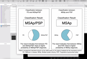 A screenshot of neuropacs software showing a classification report