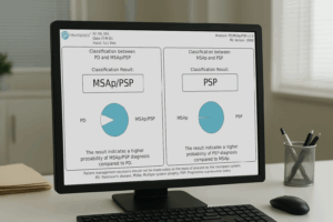 neuropacs AIDP classification report displayed on a computer monitor